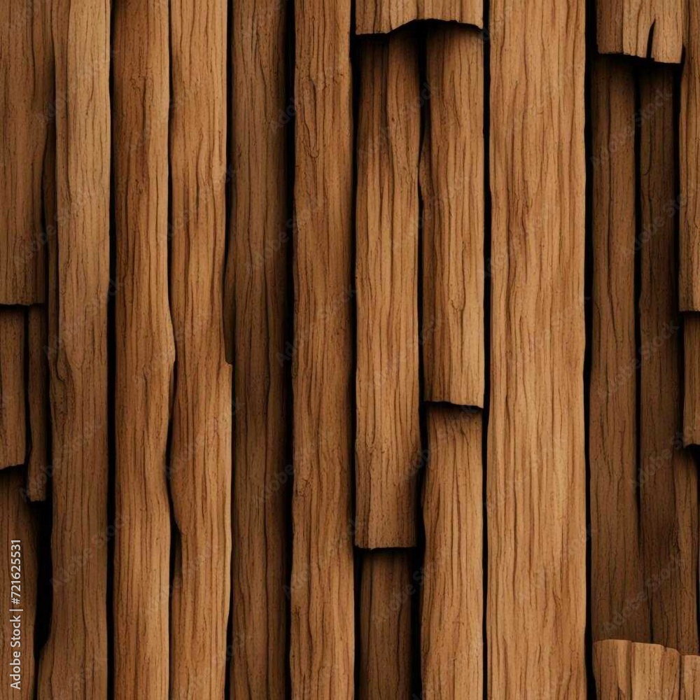 Fototapeta premium Wood Wooden Pattern Texture Background construction. A textured wooden wall features vertical planks with varying brown shades, creating depth and warmth. The close arrangement forms an appealing