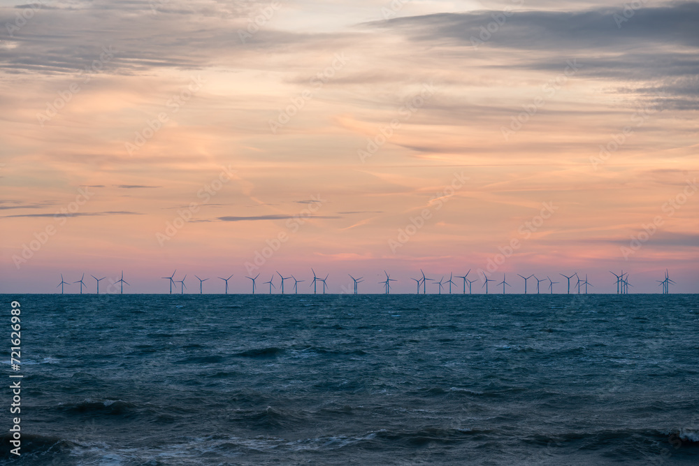 Off shore wind turbines in the evening