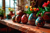 Easter celebrated in an old wooden house in the countryside.