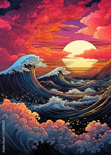 Ocean's Embrace: Capturing the Majesty of Sunset Waves