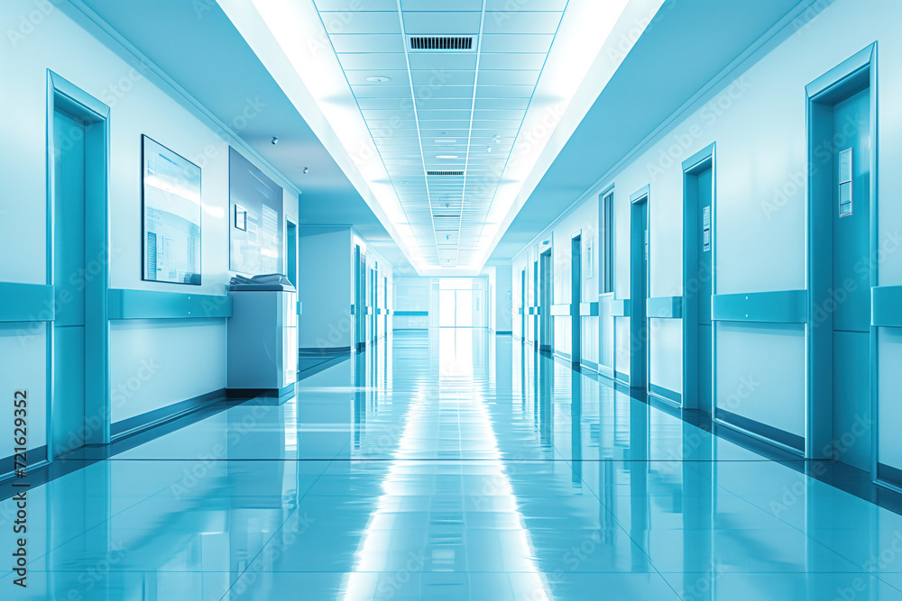 This an empty spacious hallway in hospital with clinic interior AI Generative This an empty spacious hallway in hospital with clinic interior AI Generative