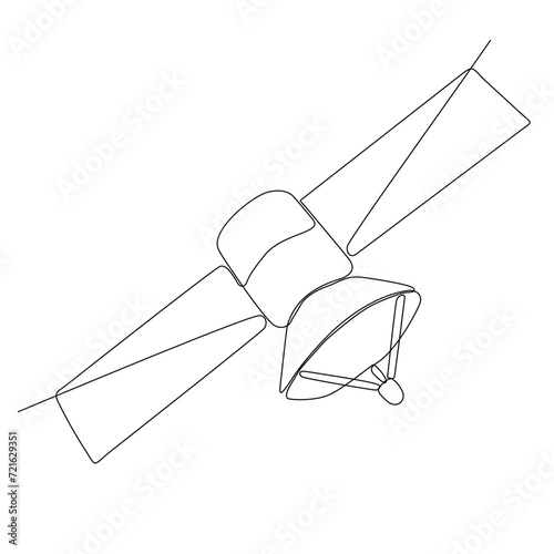 Continuous one line drawing of a Satellite Icon. Single line draw design vector graphic illustration