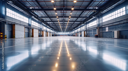 floor with self-levelling white epoxy resin in industrial warehouse