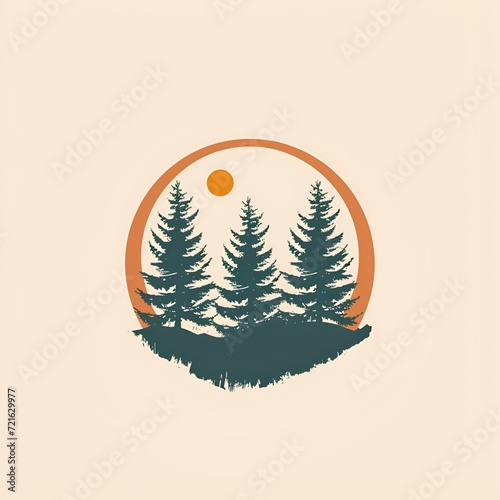 Minimalist Logo: Three Pine Trees on Light Background
