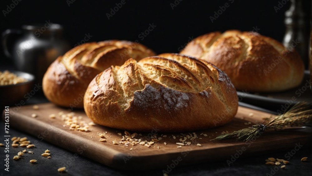 Close-up view of freshly baked bread