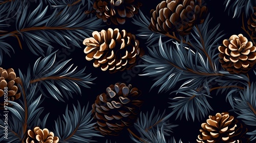 seamless background with coniferous branches pattern, coniferous, fir,