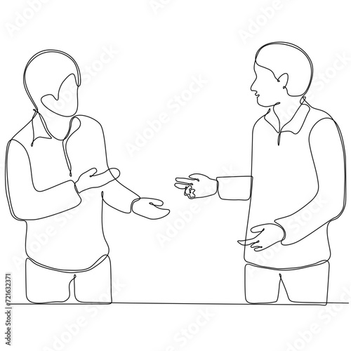 continuous line drawing of two businessmen arguing