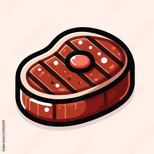 Cartoon Styled Grilled Steak Illustration