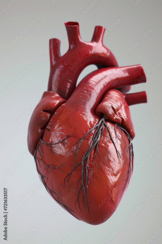 Realistic 3D Heart Model with Valves and Arteries, Generative AI