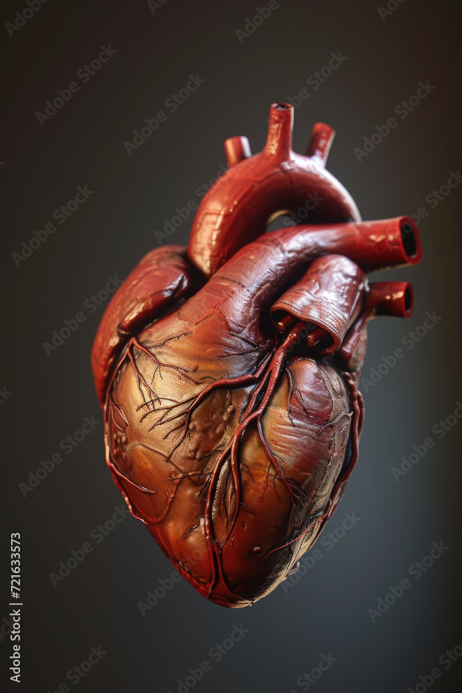 Realistic 3D Heart Model with Valves and Arteries, Generative AI