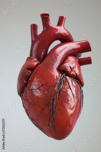 Obraz na płótnie Realistic 3D Heart Model with Valves and Arteries, Generative AI w salonie