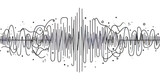 Continuous one line drawing of sound wave with different amplitude.	