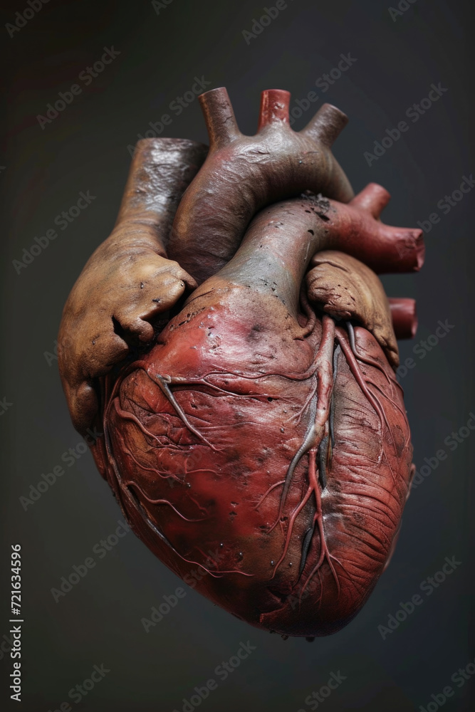 3D Render of Unhealthy Heart, Generative AI