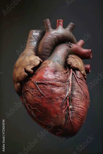 Obraz na płótnie 3D Render of Unhealthy Heart, Generative AI w salonie