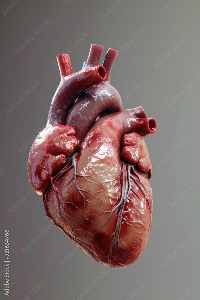 Realistic 3D Heart Model with Valves and Arteries, Generative AI