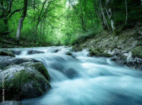 Long exposure river in the forest