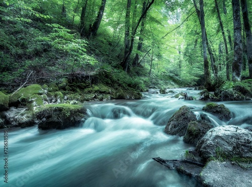 Long exposure river in the forest