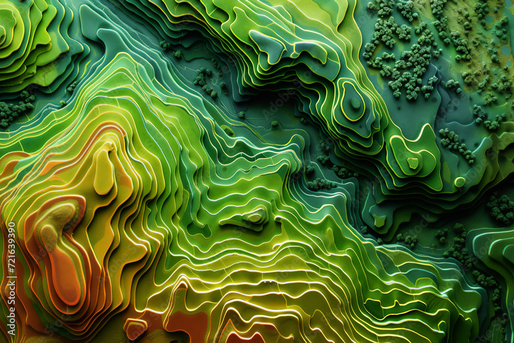Agricultural terraces in aerial GIS data development. Map made in 3d scanning by Lidar Agricultural terraces in aerial GIS data development. Map made in 3d scanning by Lidar