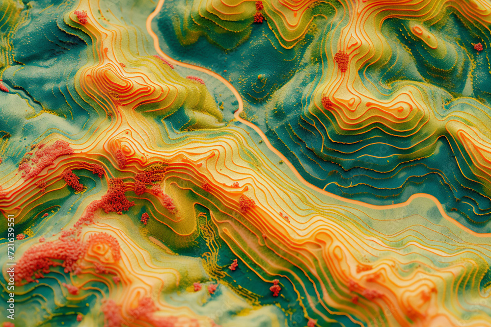 Agricultural terraces in aerial GIS data development. Map made in 3d scanning by Lidar Agricultural terraces in aerial GIS data development. Map made in 3d scanning by Lidar