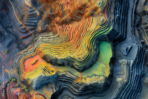 Digital elevation model. GIS product made after proccesing aerial pictures. It shows excavation site with steep rock walls that was mapped from a drone