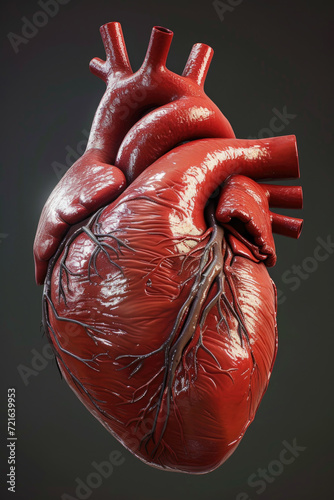 Obraz na płótnie Realistic 3D Heart Model with Valves and Arteries, Generative AI w salonie