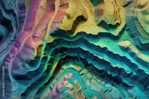 Digital elevation model. GIS product made after proccesing aerial pictures. It shows excavation site with steep rock walls that was mapped from a drone photo