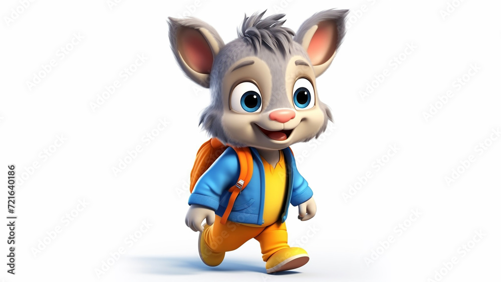 create a baby mascot of toddler donkey child with flashy colors who has the exactly donkey like face