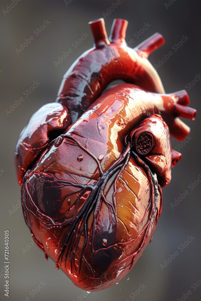 Realistic 3D Heart Model with Valves and Arteries, Generative AI