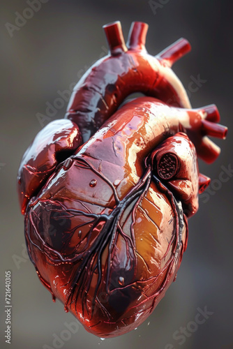 Realistic 3D Heart Model with Valves and Arteries, Generative AI