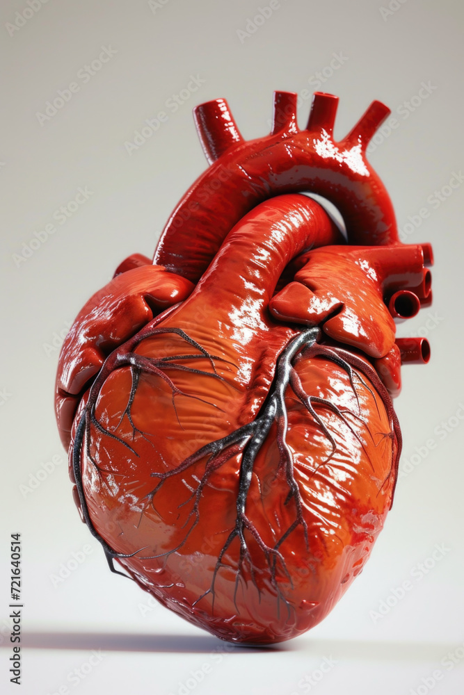 Realistic 3D Heart Model with Valves and Arteries, Generative AI