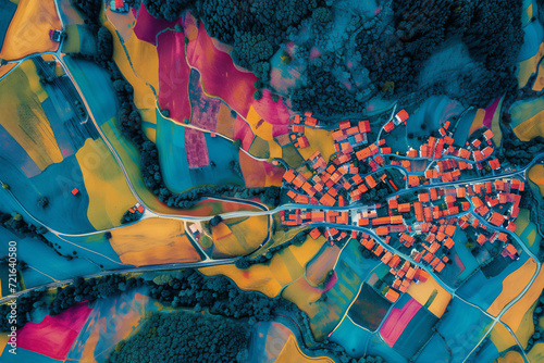 Small village in the mountains. GIS product made from laser LIDAR scan