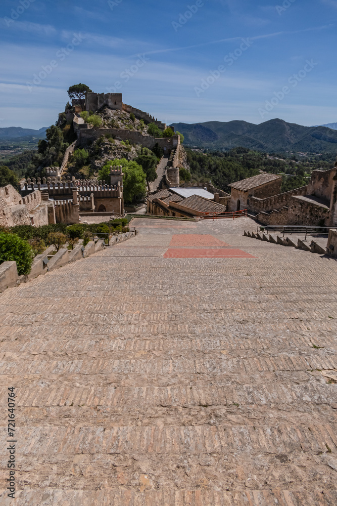 Xativa Castle or Castillo de Xativa - ancient fortification on the ancient roadway Via Augusta in Spain. Xativa, Spain, Europe.