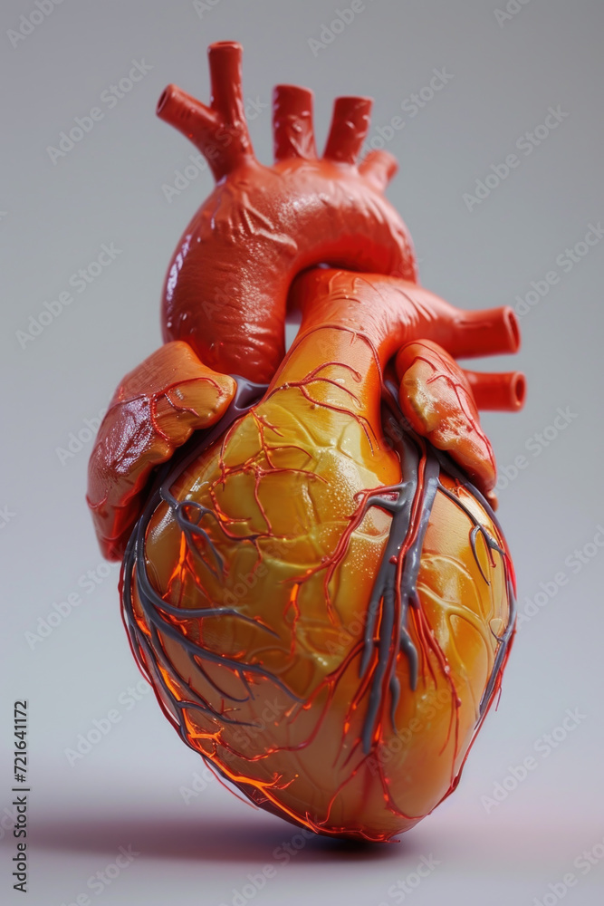 Realistic 3D Heart Model with Valves and Arteries, Generative AI
