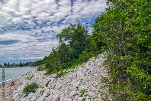 The escarpment rocks protect the land from the lake - scenes from Bayfield, Huron County, ON, Canada