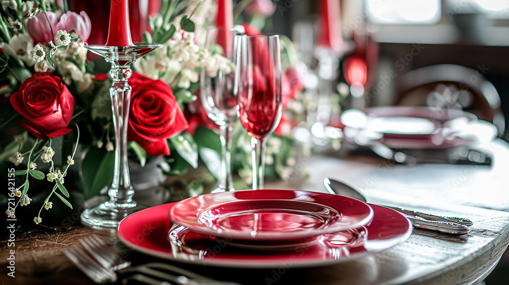 Valentines day tablescape and table decor, romantic table setting with flowers, formal dinner and date, beautiful cutlery and tableware Valentines day tablescape and table decor, romantic table setting with flowers, formal dinner and date, beautiful cutlery and tableware