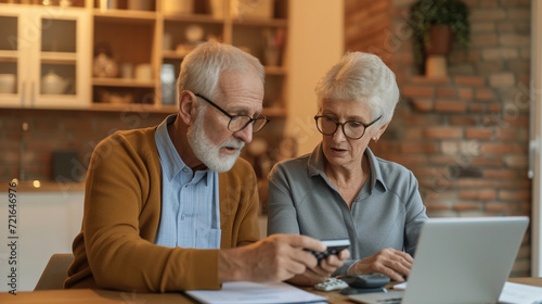 elderly couple looking at a medical bill with a calculator and glasses on the table, capturing their concern and the impact of healthcare costs on retirement