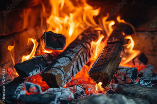 burning fireplace photo