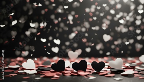 heart shaped confetti on a black background photo