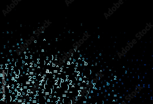 Dark BLUE vector template with math simbols.