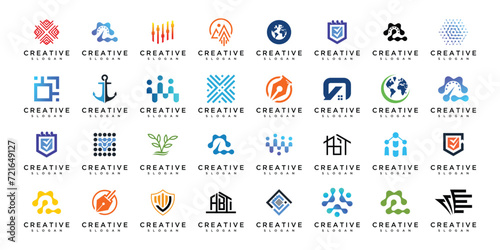 Abstract mega logo collection. Abstract geometric design logo concept, various logos for your company photo