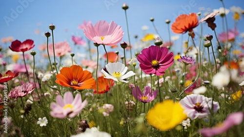  Scenes of a wildflower meadow in full bloom, showcasing a riot of colors and the beauty of untamed nature.. © Sladjana