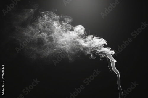 Fluid and airy, the smoke forms an abstract pattern of curling trails, offering a sense of tranquility and the elegance of gentle smoke art, smoke on black background