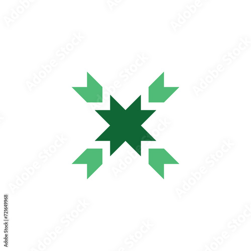 green star letter x logo vector