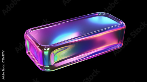 Neon Holographic Fluid 3D panel, Liquid Object, Luminous Effect, Metallic Shine, Futuristic background