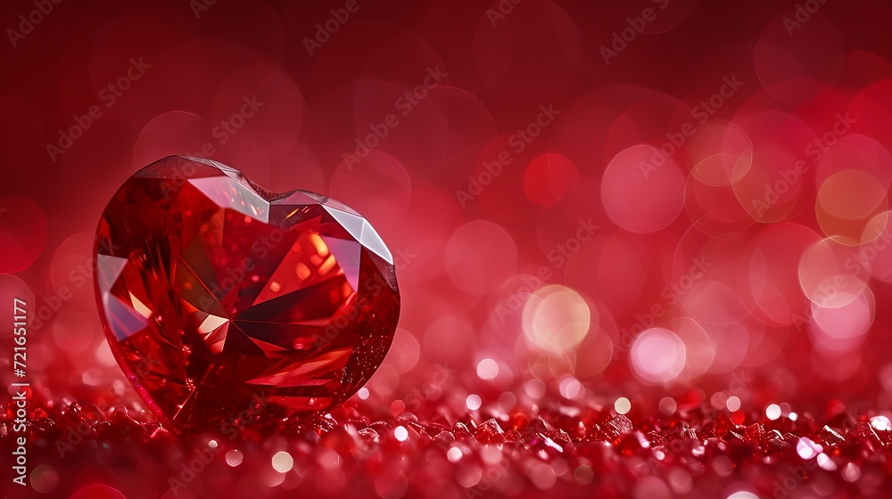 Radiant Heart Gemstone with Ray Traced Glare and Bokeh on Luxurious Red Background - Digital Illustration Radiant Heart Gemstone with Ray Traced Glare and Bokeh on Luxurious Red Background - Digital Illustration