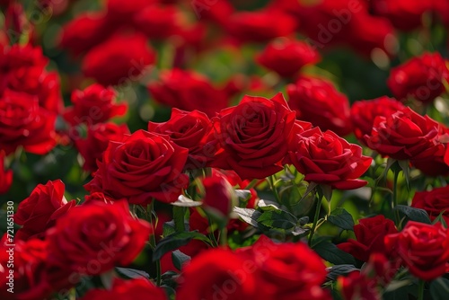 Spectacular Sea of 10 000 Red Roses Blooming in Wind - High Detail 16K Plane Symmetrical Background