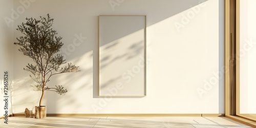 Transcendent Nature Inspired Shadow Frame on White Wall - Vray Traced Light Brown and Light Bronze Wood with Clear Edge Definition by Igor Zenin photo