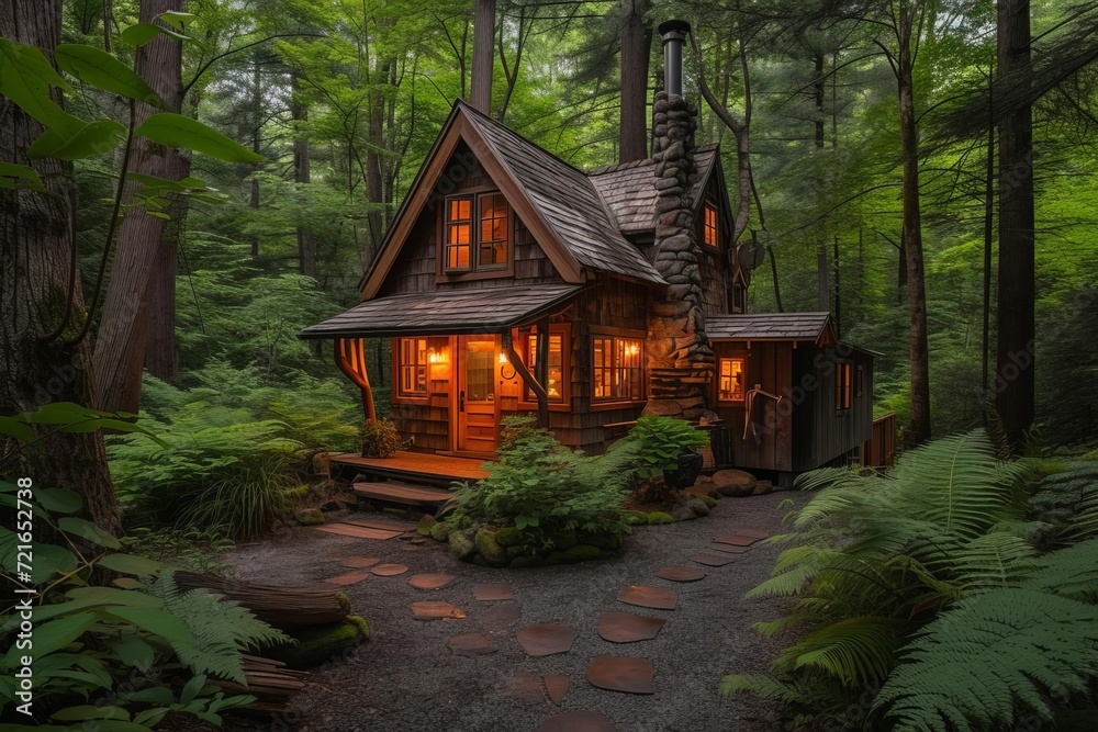 Enchanted woodland retreat with hidden cabins and nature trails