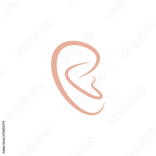 stylized human ear line vector logo icon