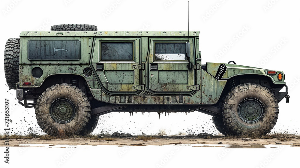Military all-terrain vehicle on a white background Military all-terrain vehicle on a white background